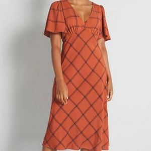 Modcloth Time to Flounce Midi Dress in Rust, Size Medium